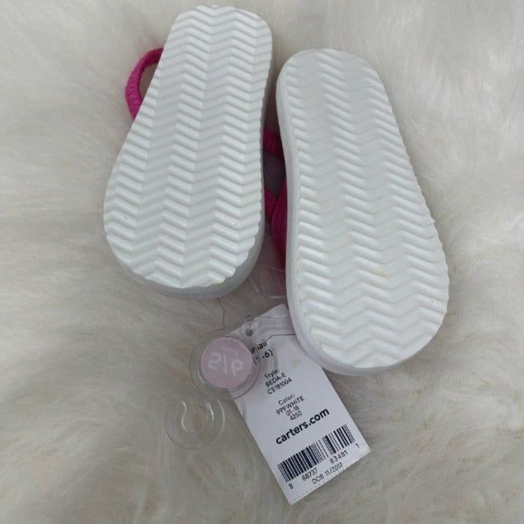 Carter's Heart Toddler Flip Flops Pink White Hearts - Picture 3 of 3